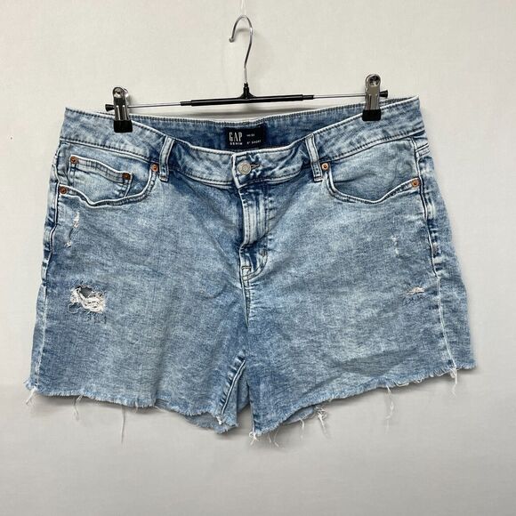GAP Women 5" Short Cut Off Jean Shorts Size 14 Blue Denim M253 -10 - Picture 14 of 16
